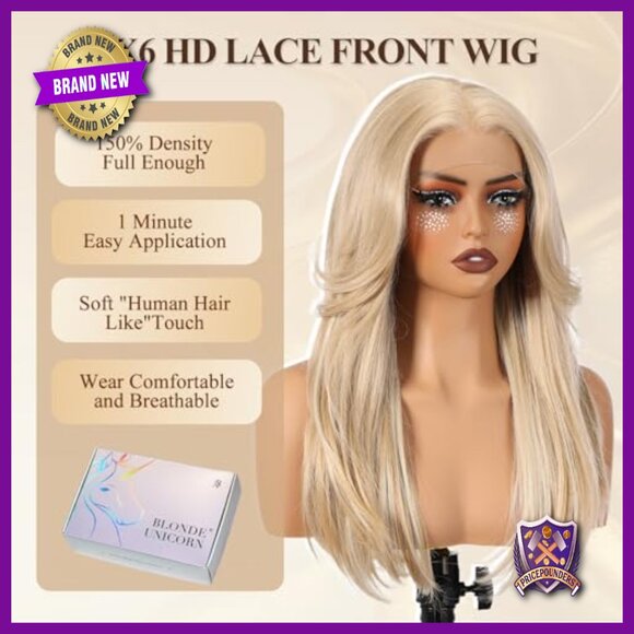 13x6 HD Lace Front Synthetic Wig 22IN Glueless Pre Plucked Daily Party main image 5